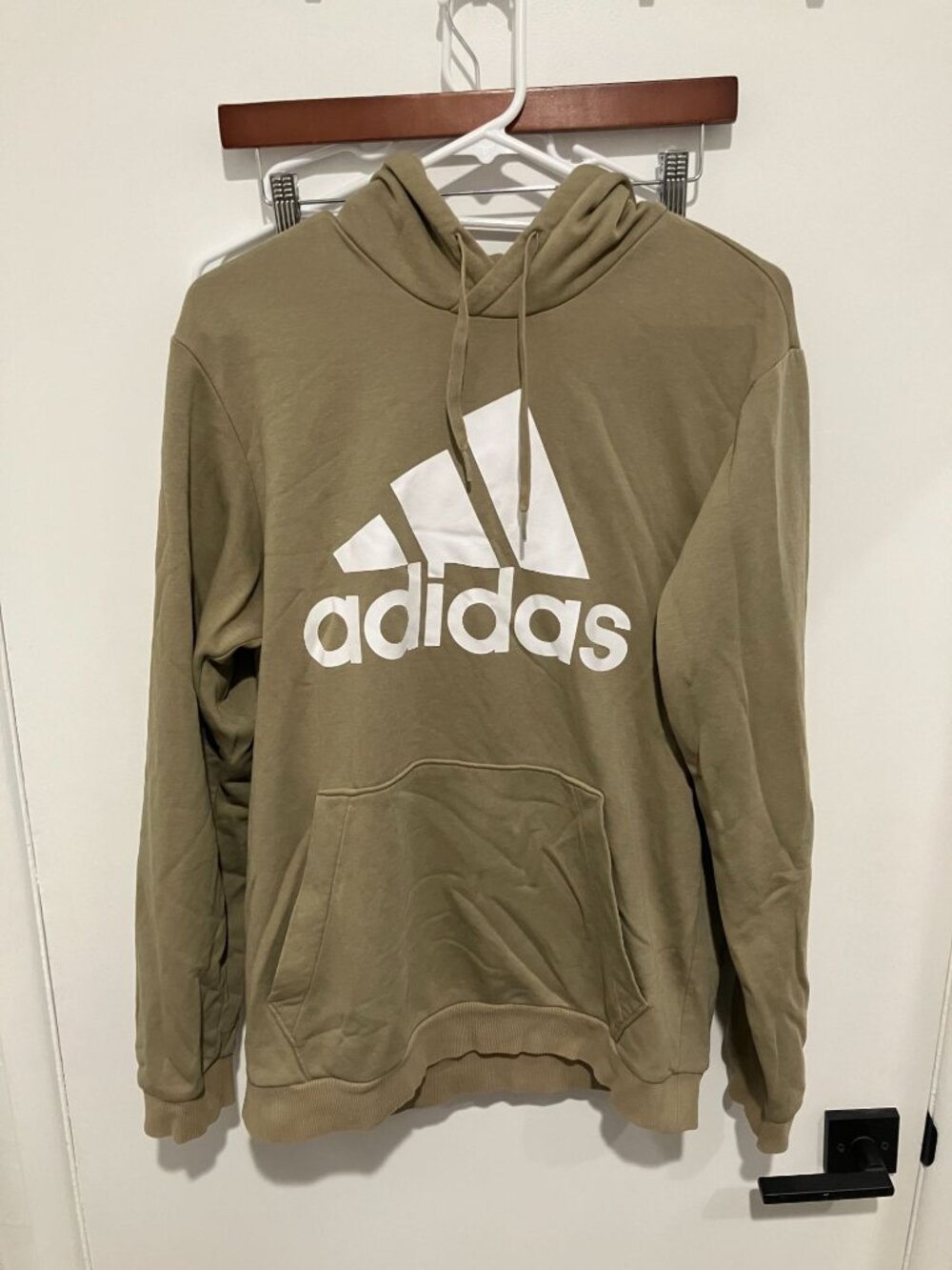 adidas Originals Fleece Big Logo Sweatshirt Hoodie Olive Khaki Green Medium